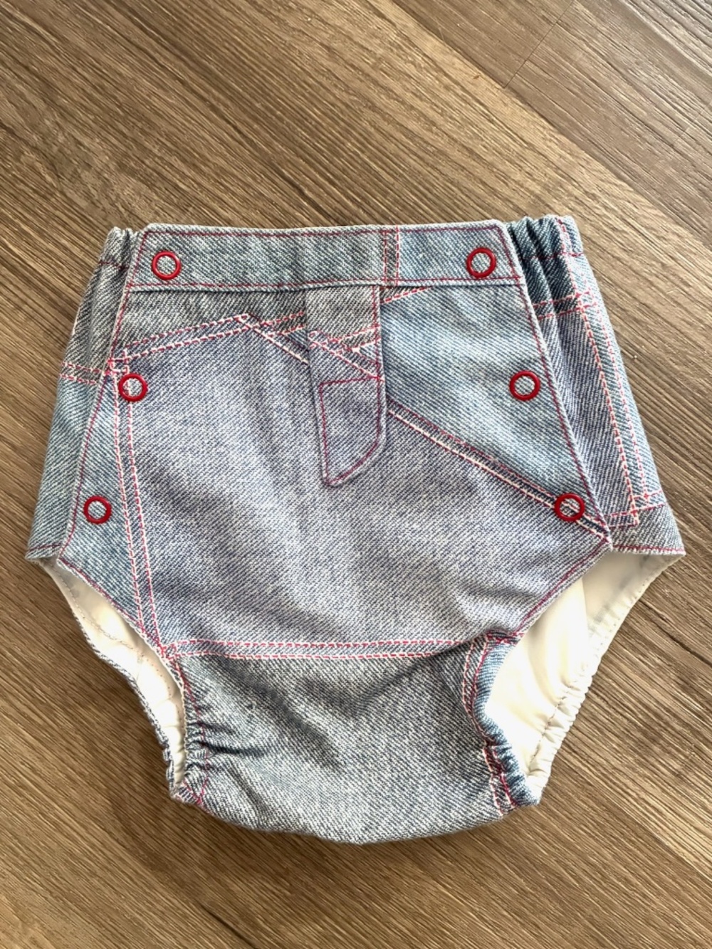 1970s Baby Diaper Cover Faux Denim Toddler Sz
